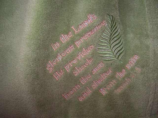 In the Lord's Presence Throw with Palm Leaf on Green