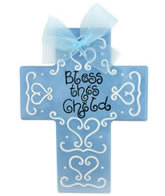 Bless this Child. Blue Ceramic Cross Bless this Child. Blue Ceramic Cross