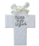Bless this child. White Ceramic Cross Bless this child. White Ceramic Cross