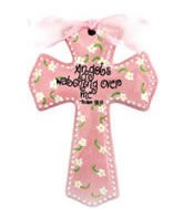 Angels Watching...Pink Ceramic Cross Angels Watching...Pink Ceramic Cross