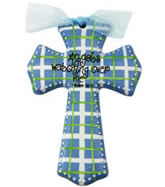 Angels Watching...Blue and Green Ceramic Cross Angels Watching...Blue and Green Ceramic Cross